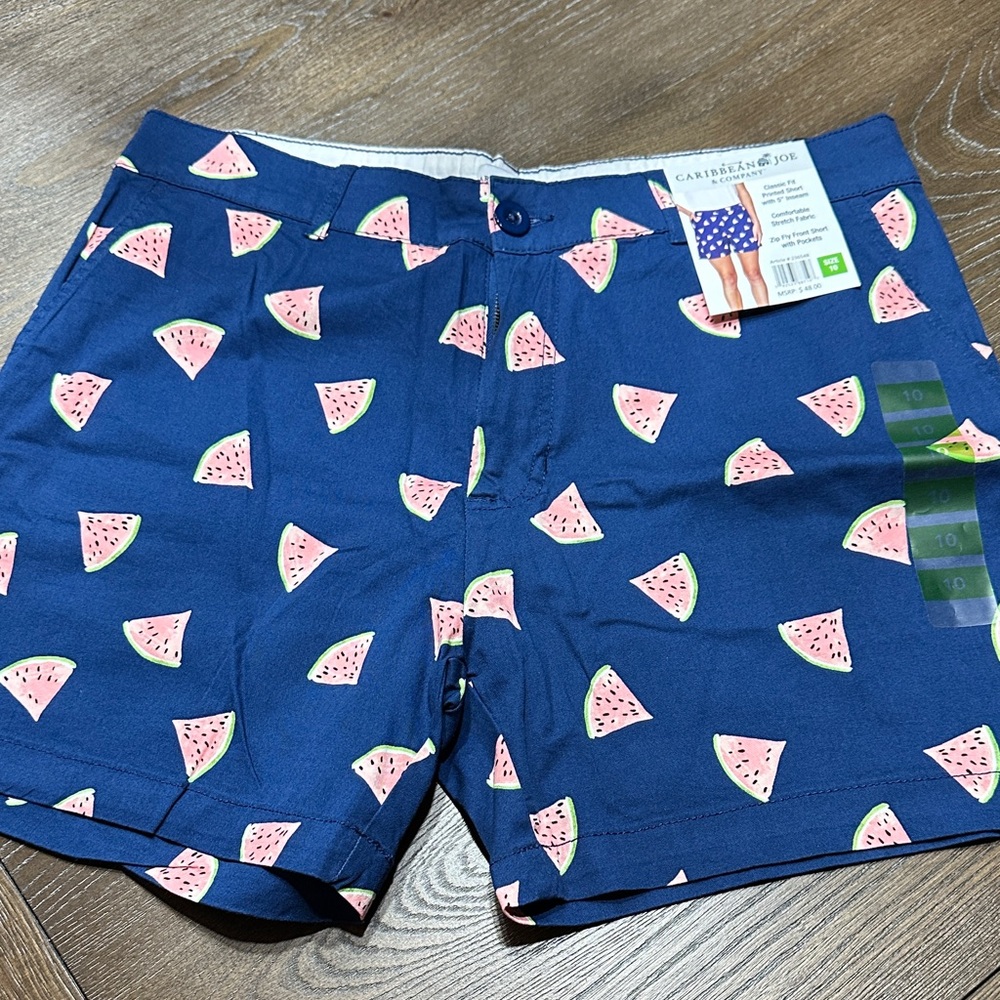 Caribbean Joe Navy Shorts with Watermelon Design